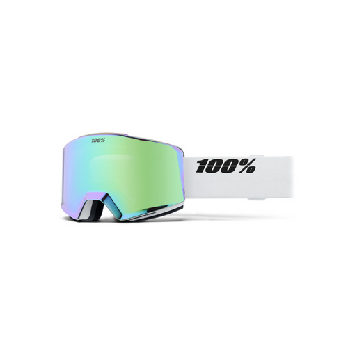 100% Snow Goggle NORG HiPER Essential White / Green ML Mirror