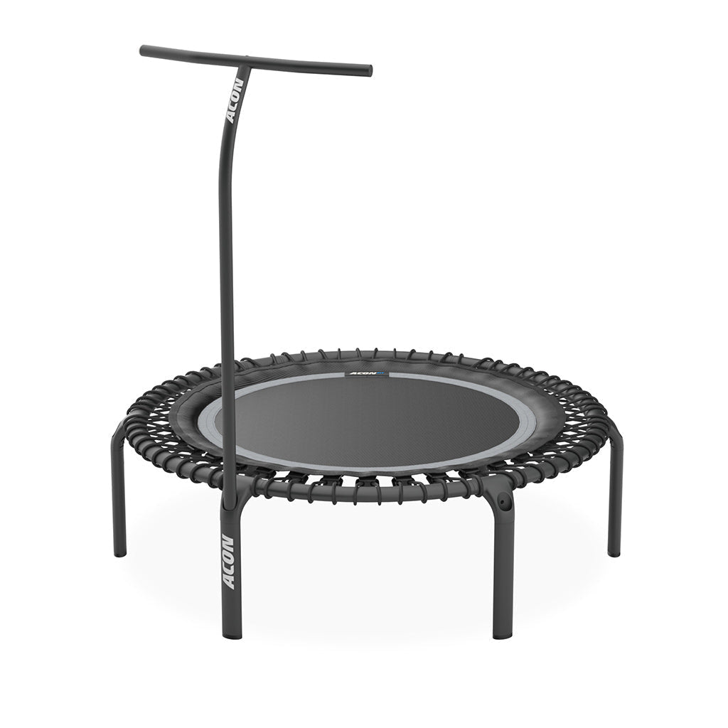ACON Fit 1,12 m Runder Rebounder, schwarzes Fitness-Trampolin mit Haltestange