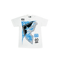 Famous T-shirt Split White/Cyan/Black