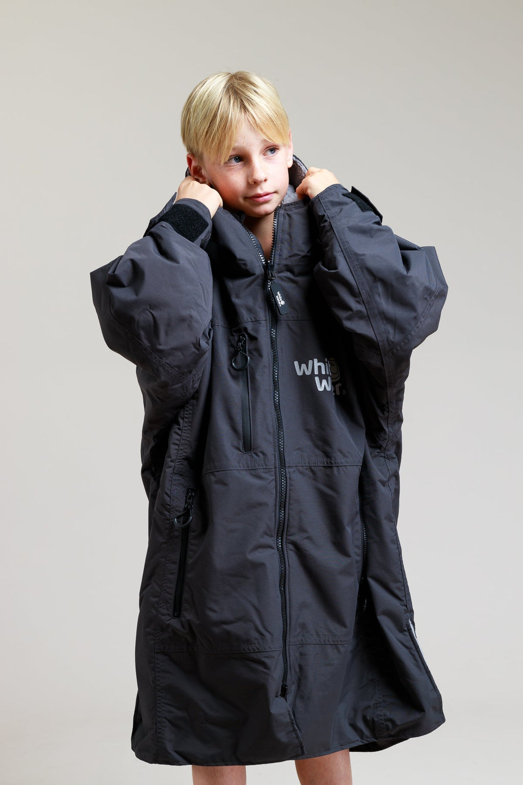 White Water Kids Hard Shell Robe  - Black