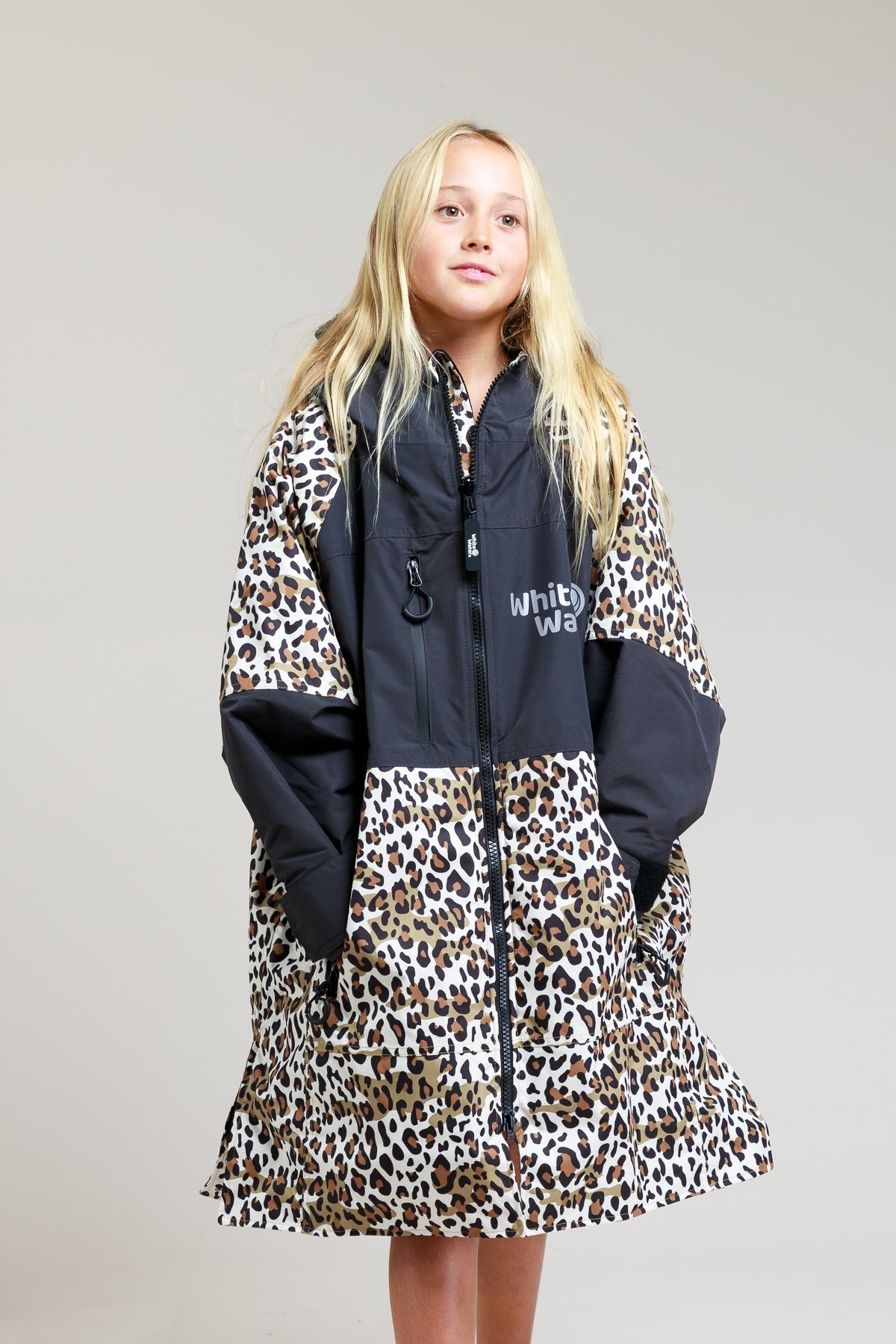 White Water Kids Hard Shell Robe  - Leopard Print