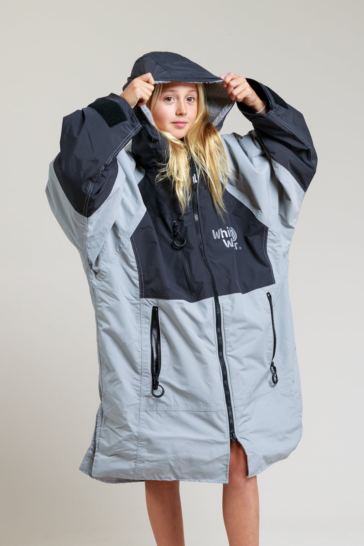 White Water Kids Hard Shell Robe  - Steel Grey
