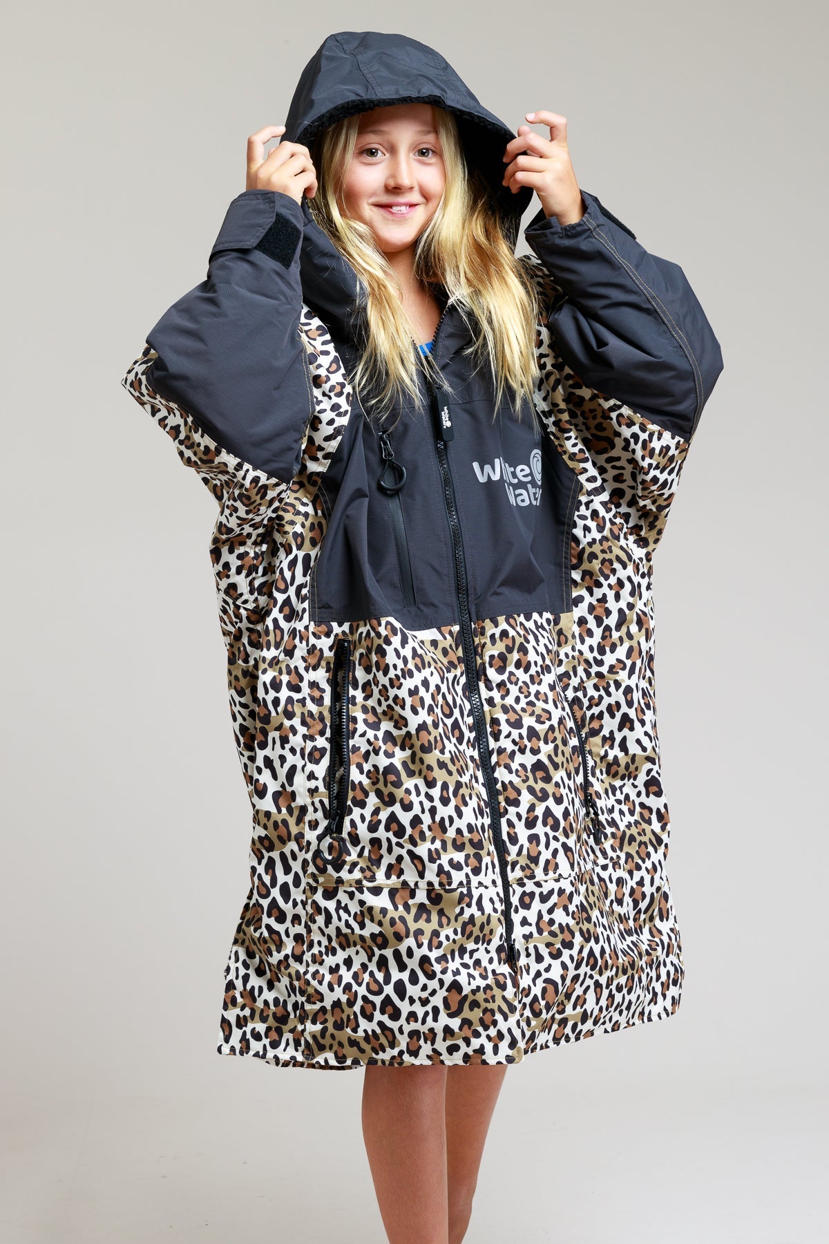 White Water Kids Hard Shell Robe  - Leopard Print