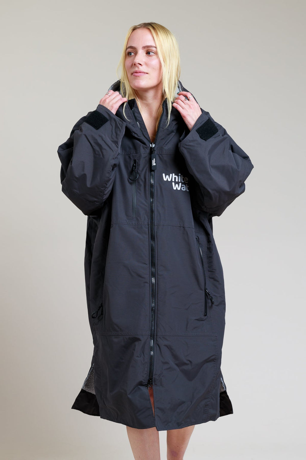 White Water Adults Hard Shell Robe - Black