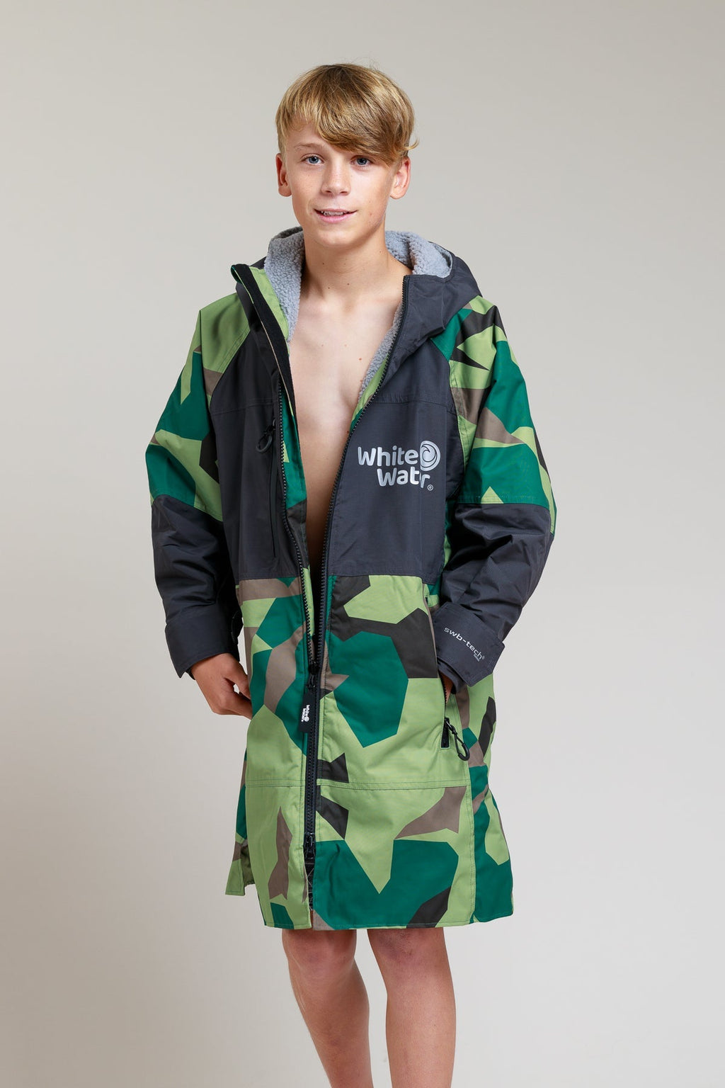 White Water Kids Hard Shell Robe  - Camo