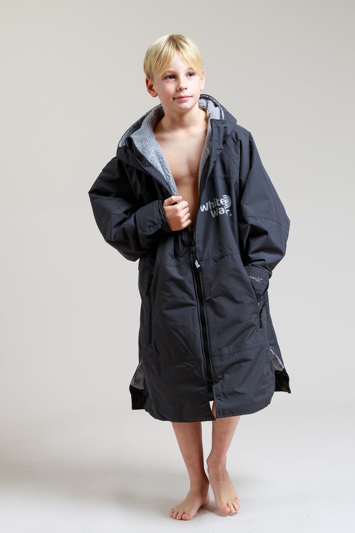 White Water Kids Hard Shell Robe  - Black