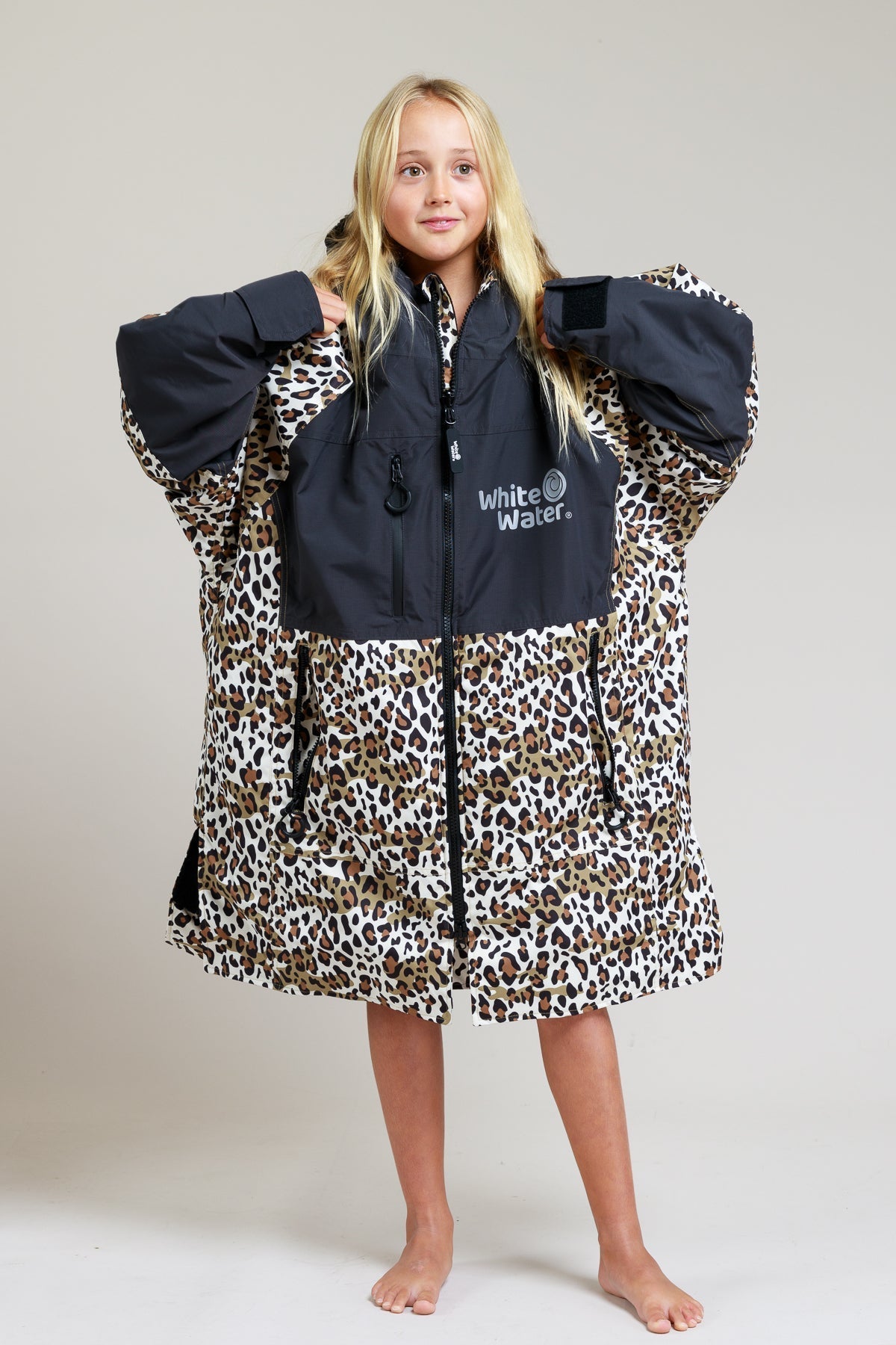 White Water Kids Hard Shell Robe  - Leopard Print
