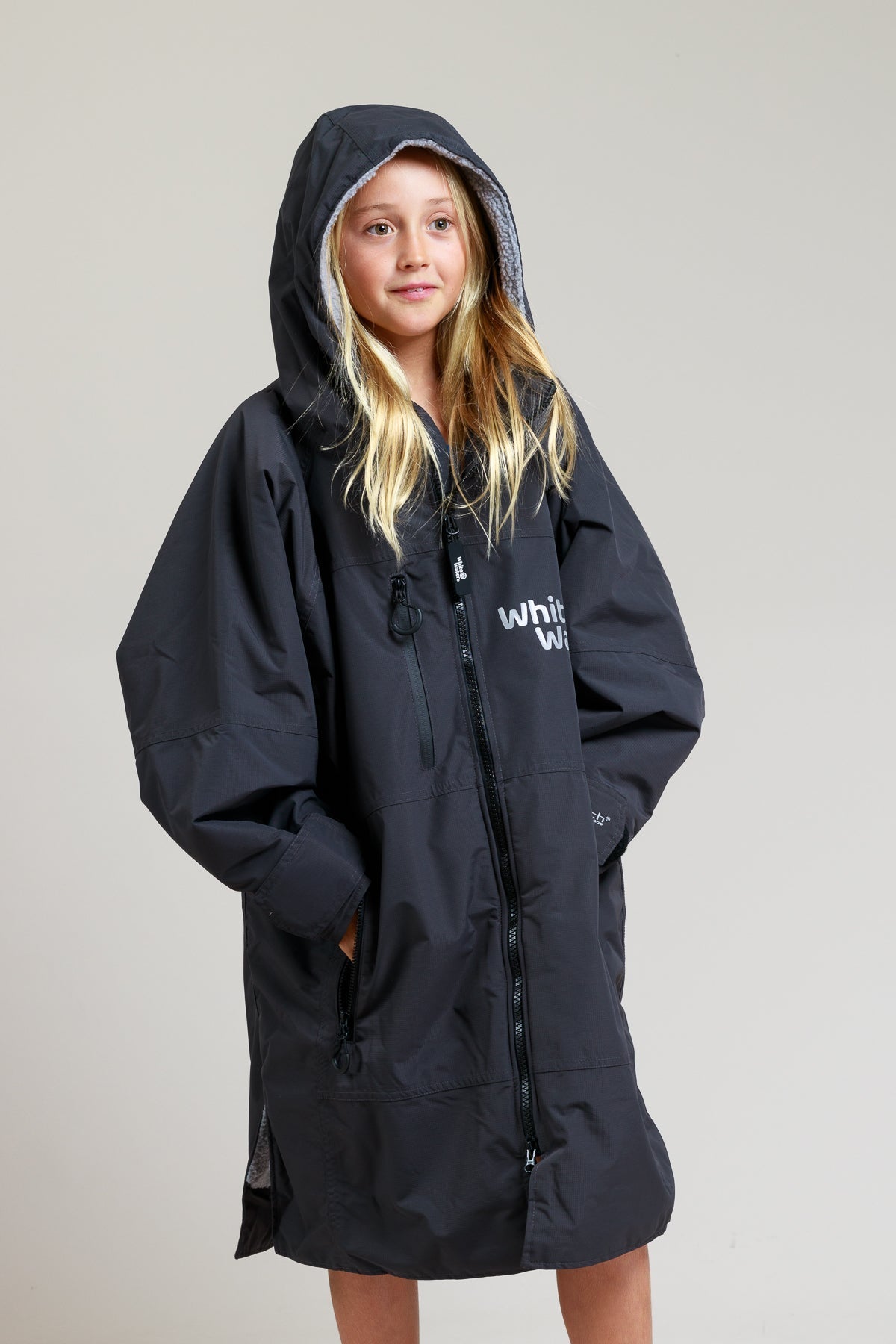 White Water Kids Hard Shell Robe  - Black
