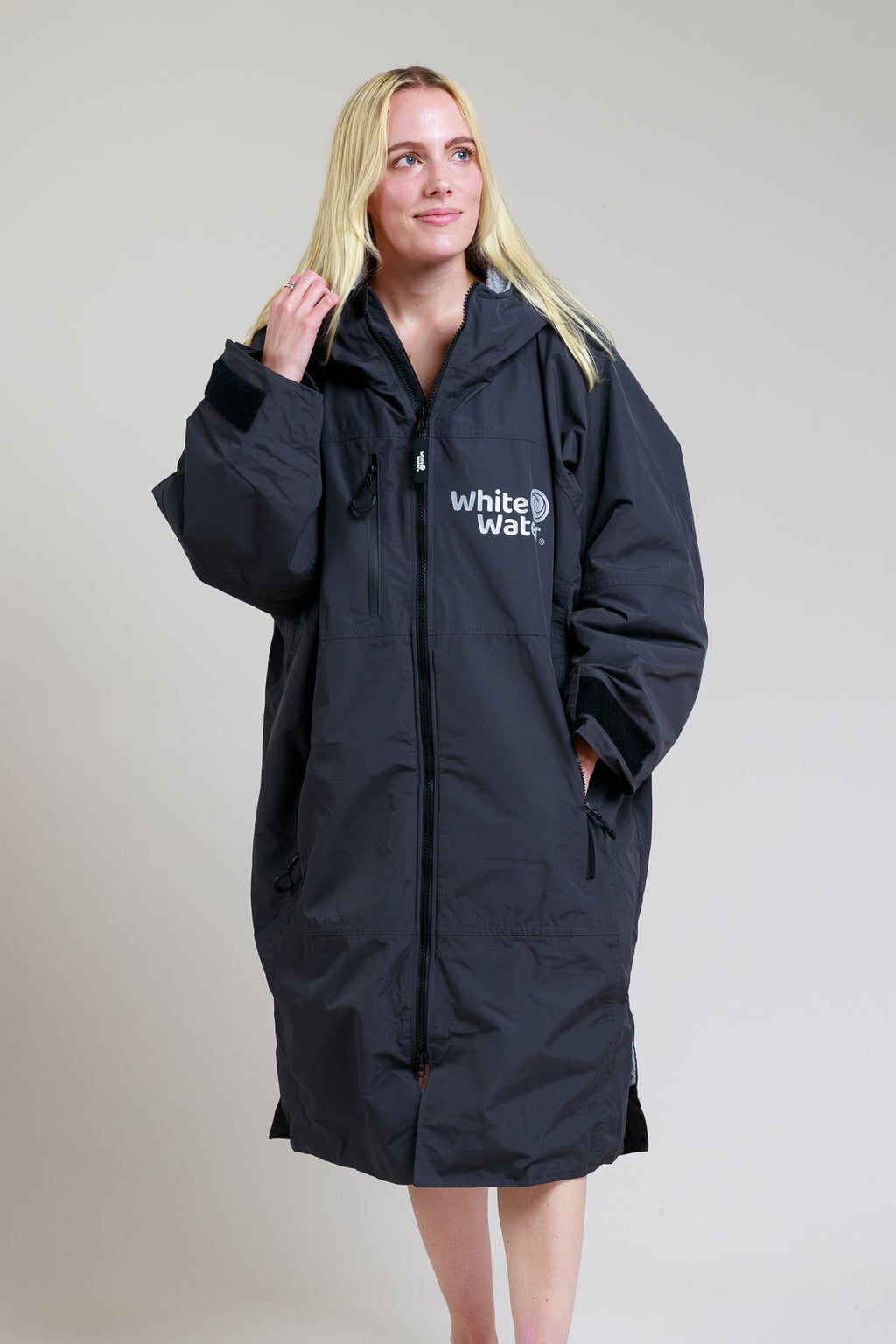 White Water Adults Hard Shell Robe - Black