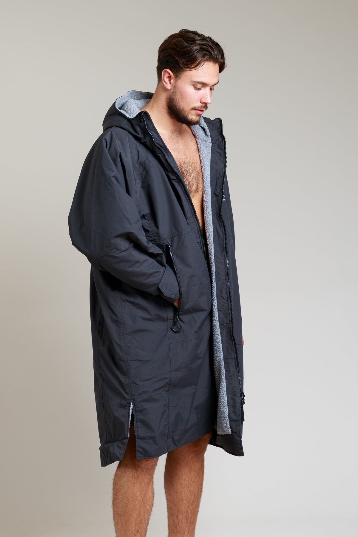 White Water Adults Hard Shell Robe - Black