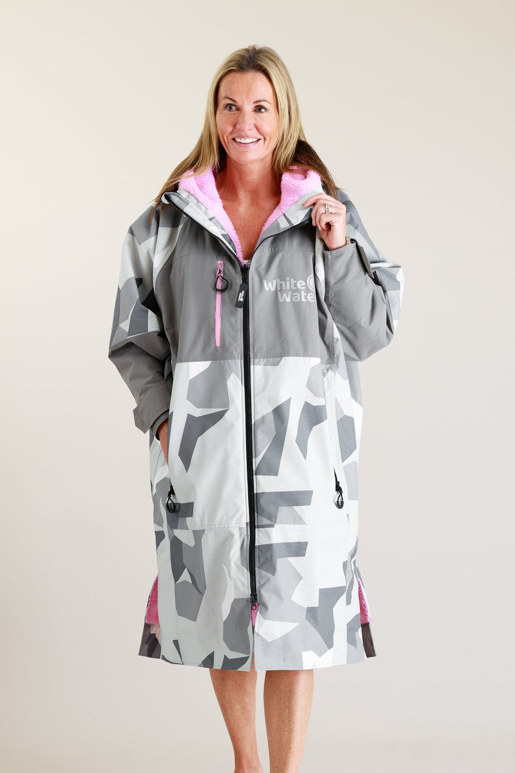 White Water Adults Hard Shell Robe - Arctic Camo/Pink