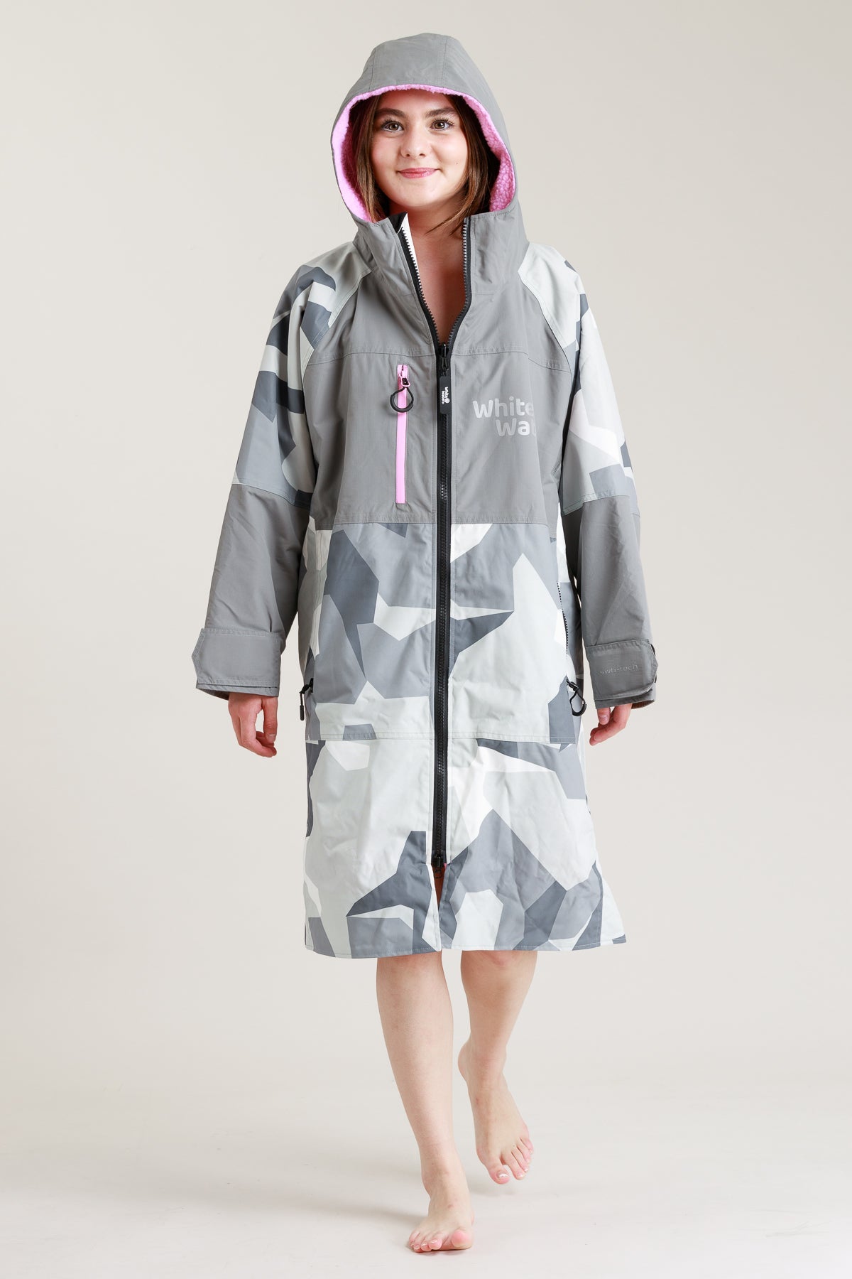White Water Juniors Hard Shell Robe - Arctic Camo/Pink
