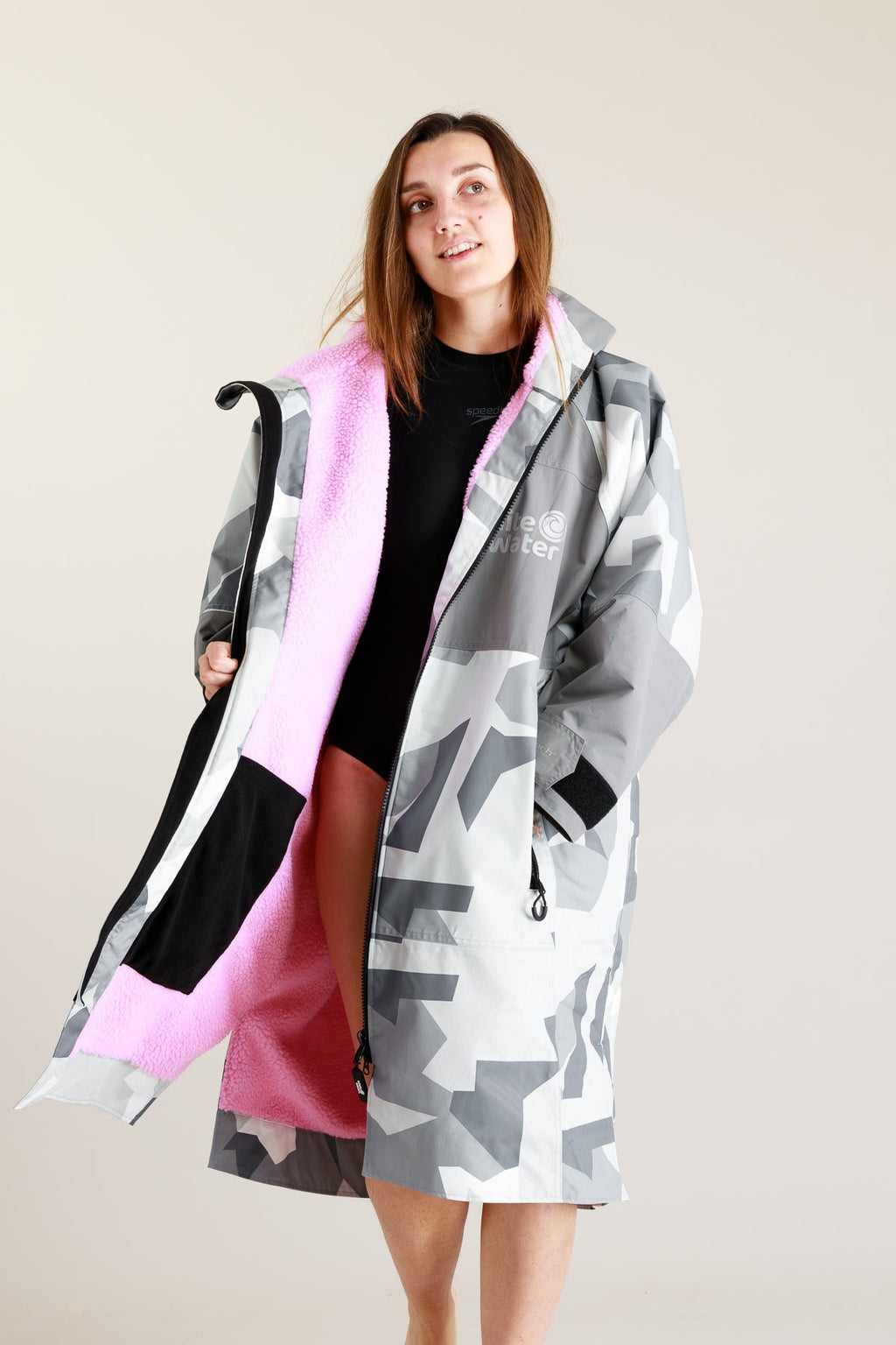 White Water Adults Hard Shell Robe - Arctic Camo/Pink