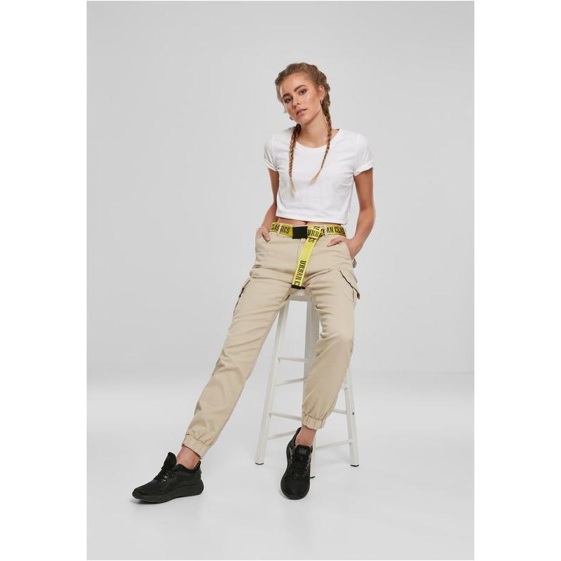 Urban Classics Ladies High Waist Cargo Pants concrete