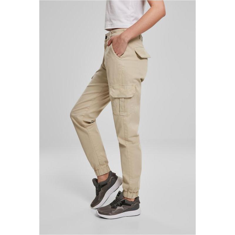 Urban Classics Ladies High Waist Cargo Pants concrete