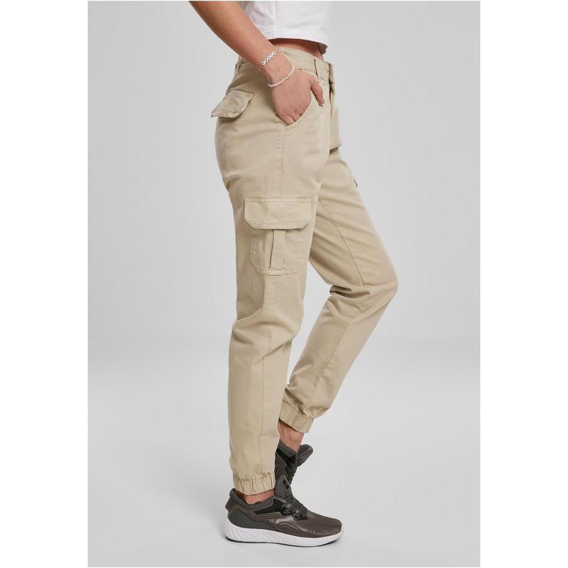 Urban Classics Ladies High Waist Cargo Pants concrete