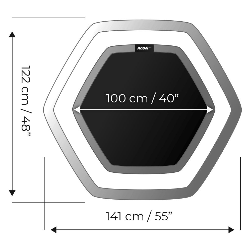 Acon Sechseckiger Rebounder Fitness-Trampolin Fit 1,41 m weiß